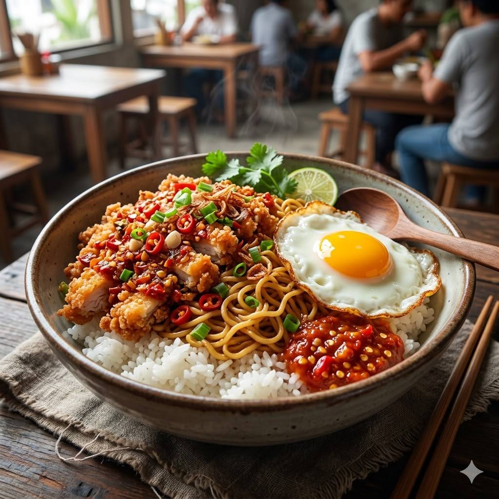 Rice Bowl Indomie Goreng Geprek Rice Bowl Mantul